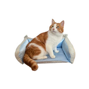 Blue Lagoon｜Elegant Tweed and Satin Luxury Sofa for Cats