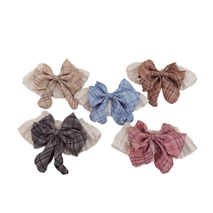 Plaid Charm｜White Ruffle Cat Collar with Classic Plaid Bow