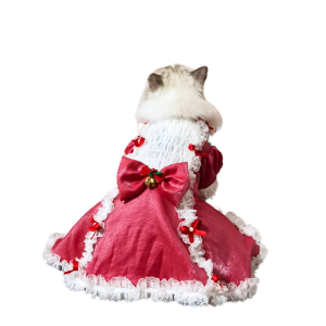 Scarlet｜Luxurious Red Tencel Christmas Dress for Cats