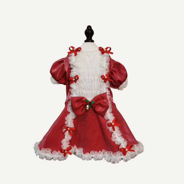 Scarlet｜Luxurious Red Tencel Christmas Dress for Cats - Image 4